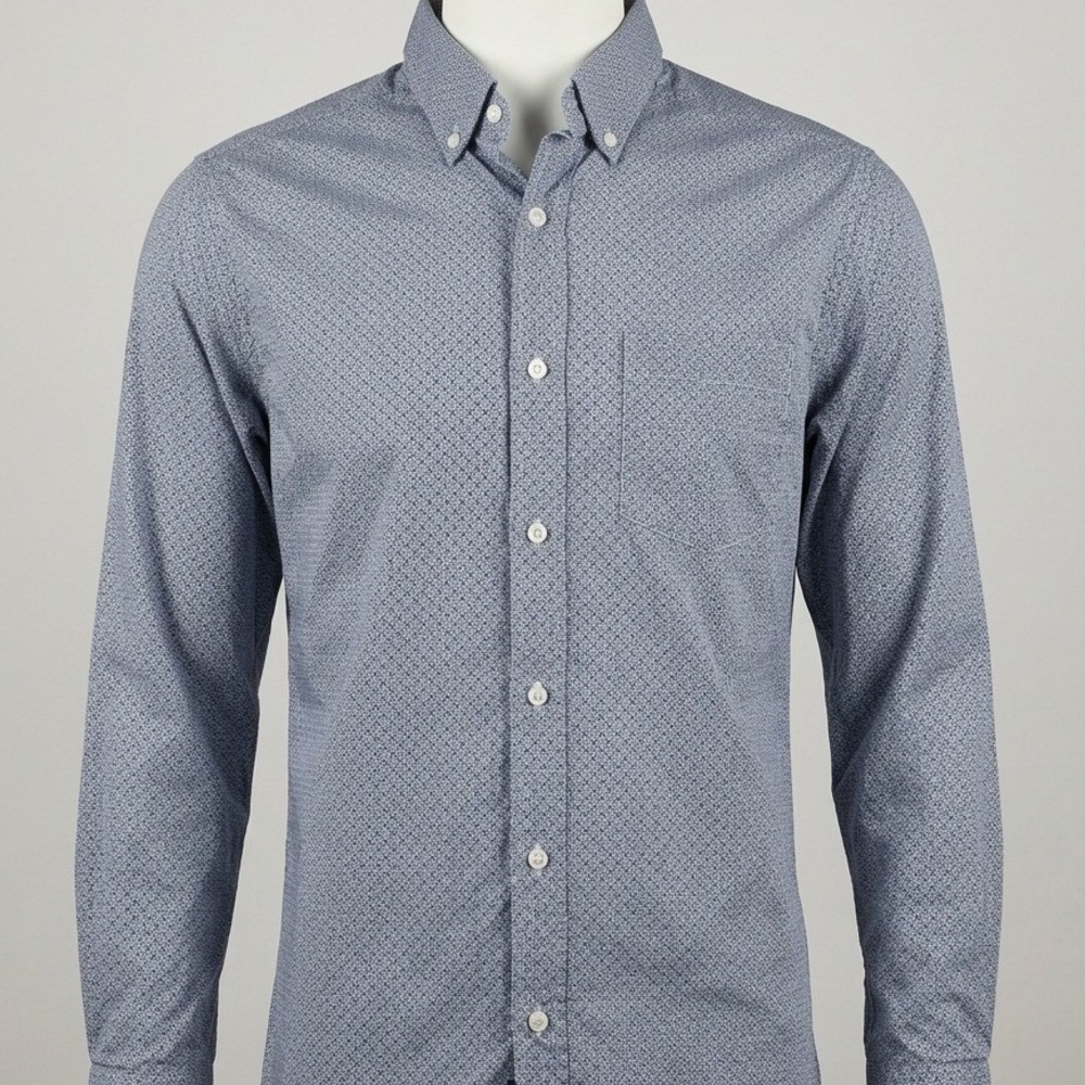 Panhandle Men's XL Blue Geometric Micro-Print Western Button-Down Shirt